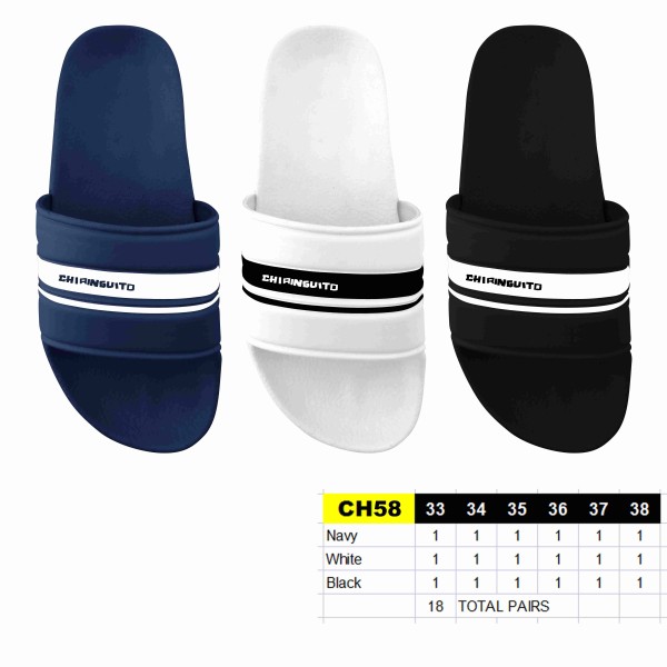 CH58 - Claquettes Juniors - du 33 au 38 - 3 couleurs - 18 paires